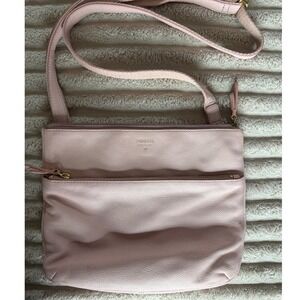 Fossil Fiona Crossbody Bag Blush Pink Pebbled Leather Small Messenger Purse